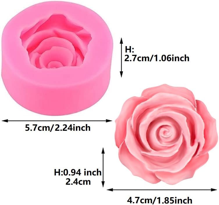 AMBESTEE Rose Flower Silicone Molds,2pcs Roses Flowers Fondant Molds Polymer Clay Mould Candy Chocolate Molds for Cupcake Cake Pop Puck Decoration DIY Crafts - Image 2
